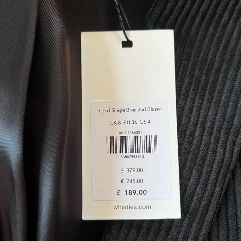 Whistles - Black Cord Single Breasted Blazer - 4 - Picture 5 of 15